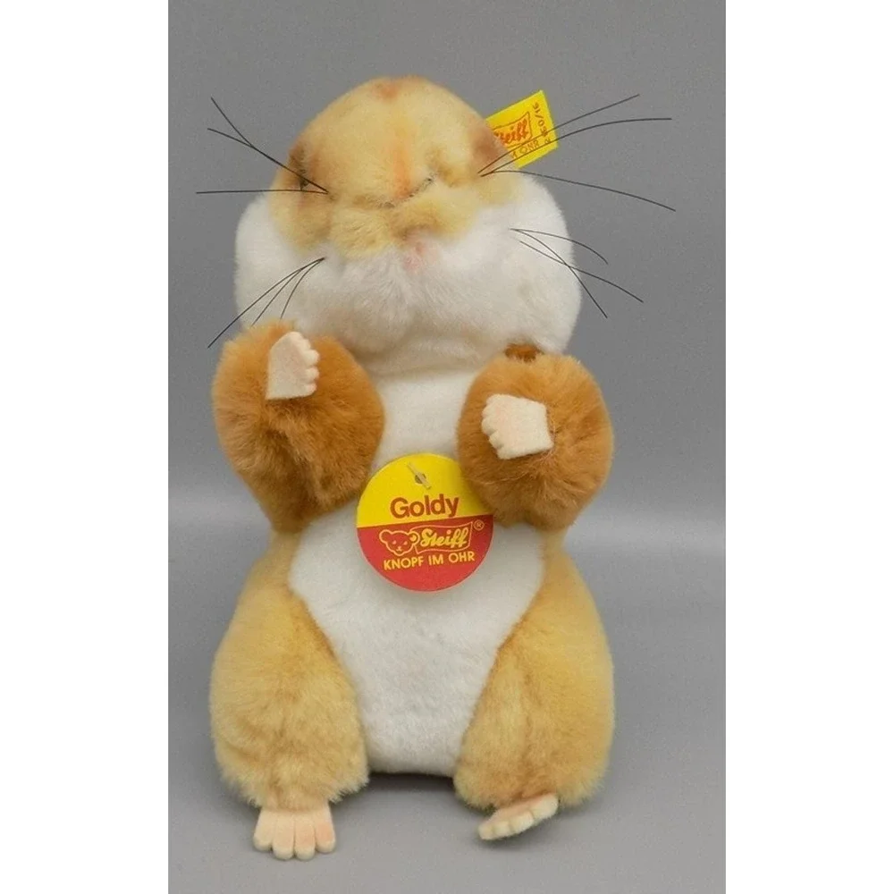 Steiff Goldy the Hamster Vintage w/ Tag Button & Ribbon W Germany PA 55 MASS 73
